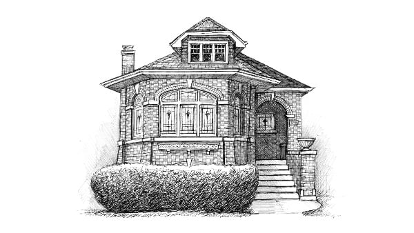 An illustration of a Chicago bungalow