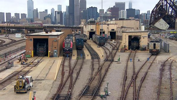 A view of the current Amtrak maintenance railyard in Chicago 
