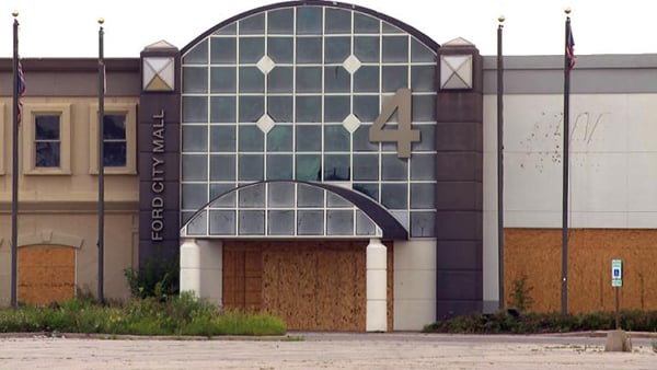 Ford City Mall is pictured boarded up