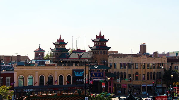 A view over Chicago's old Chinatown