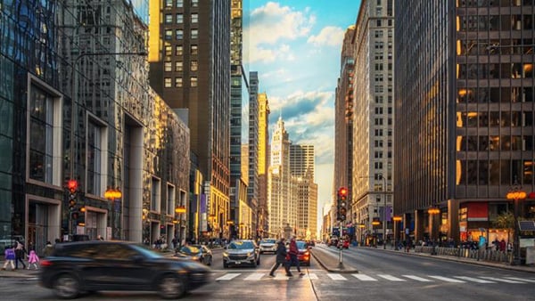 Michigan Avenue in downtown Chicago is pictured in a 2022 file photo. 