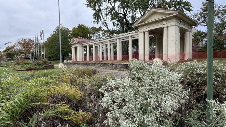 The pavilion at the historic Sears Sunken Garden 