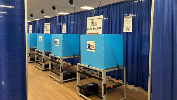 Voting booths at the downtown voting location