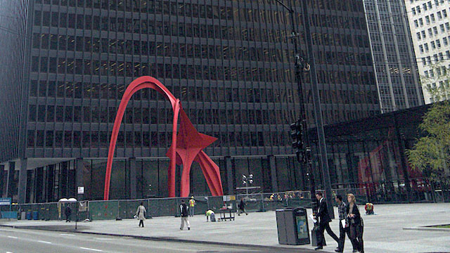 A bold statement, perched on the plaza of the Chicago Federal Center. Photo credit: Alan Brunettin
