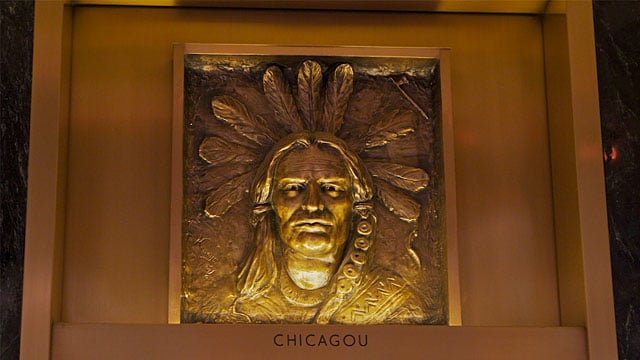 A relief sculpture in the Marquette Building lobby. Photo credit: Alan Brunettin