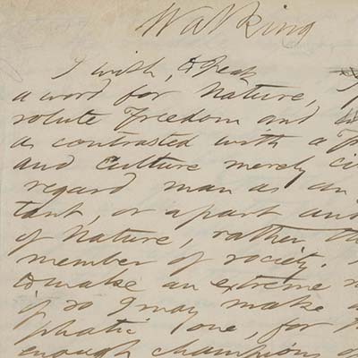 A draft of Henry David Thoreau's essay, "Walking". Credit: Concord Free Public Library