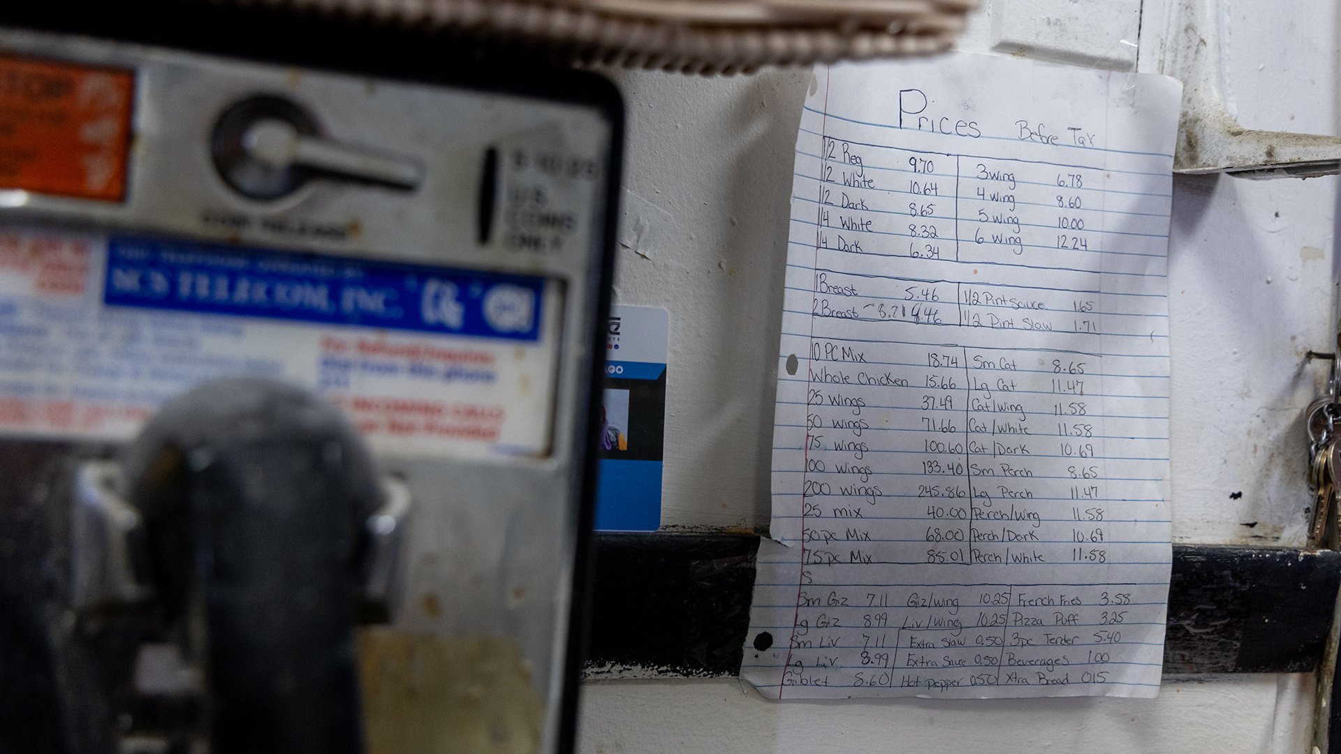 A handwritten list of Harold's menu items and prices