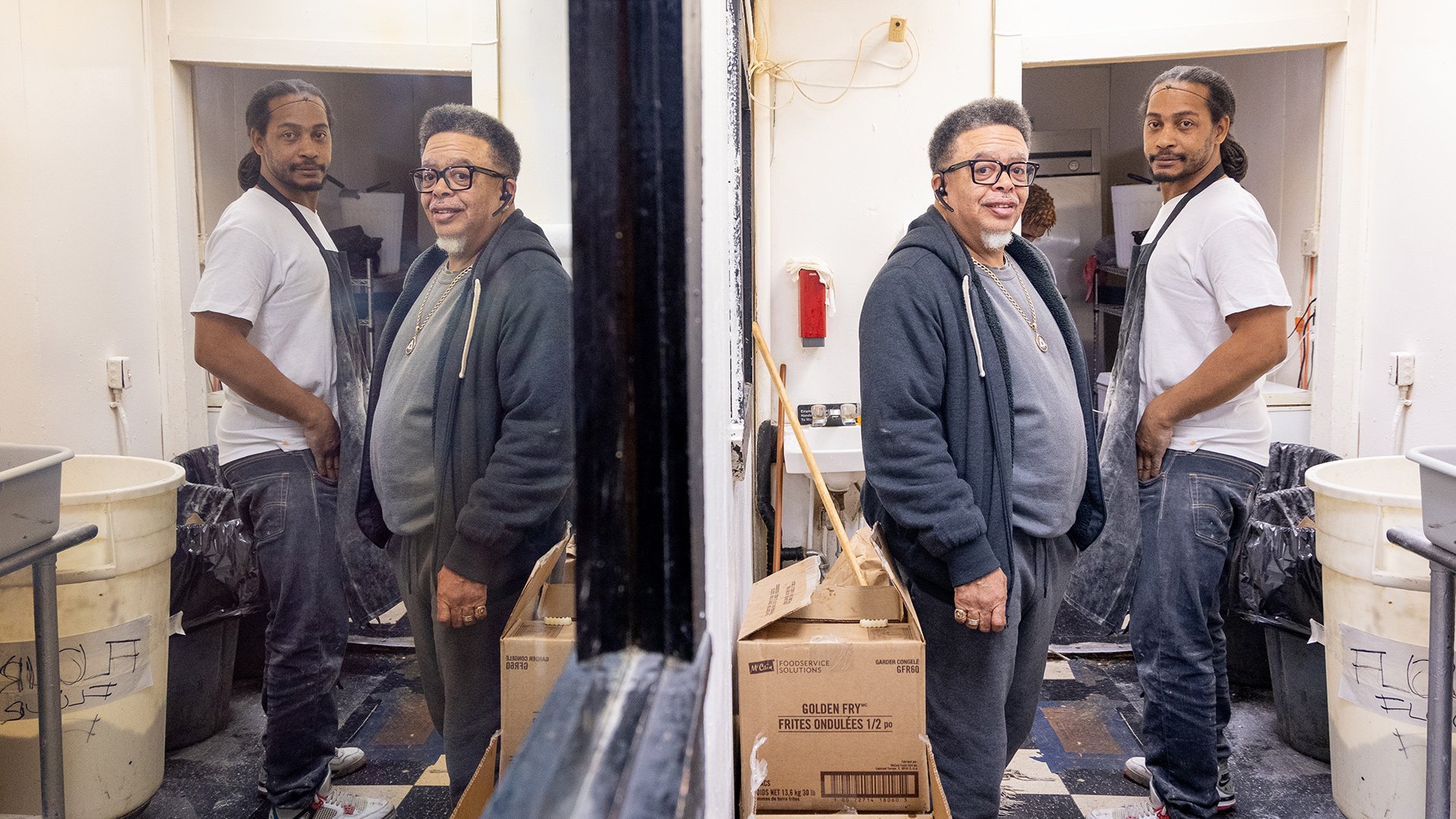 John and Eric Bailey doubled in a mirror