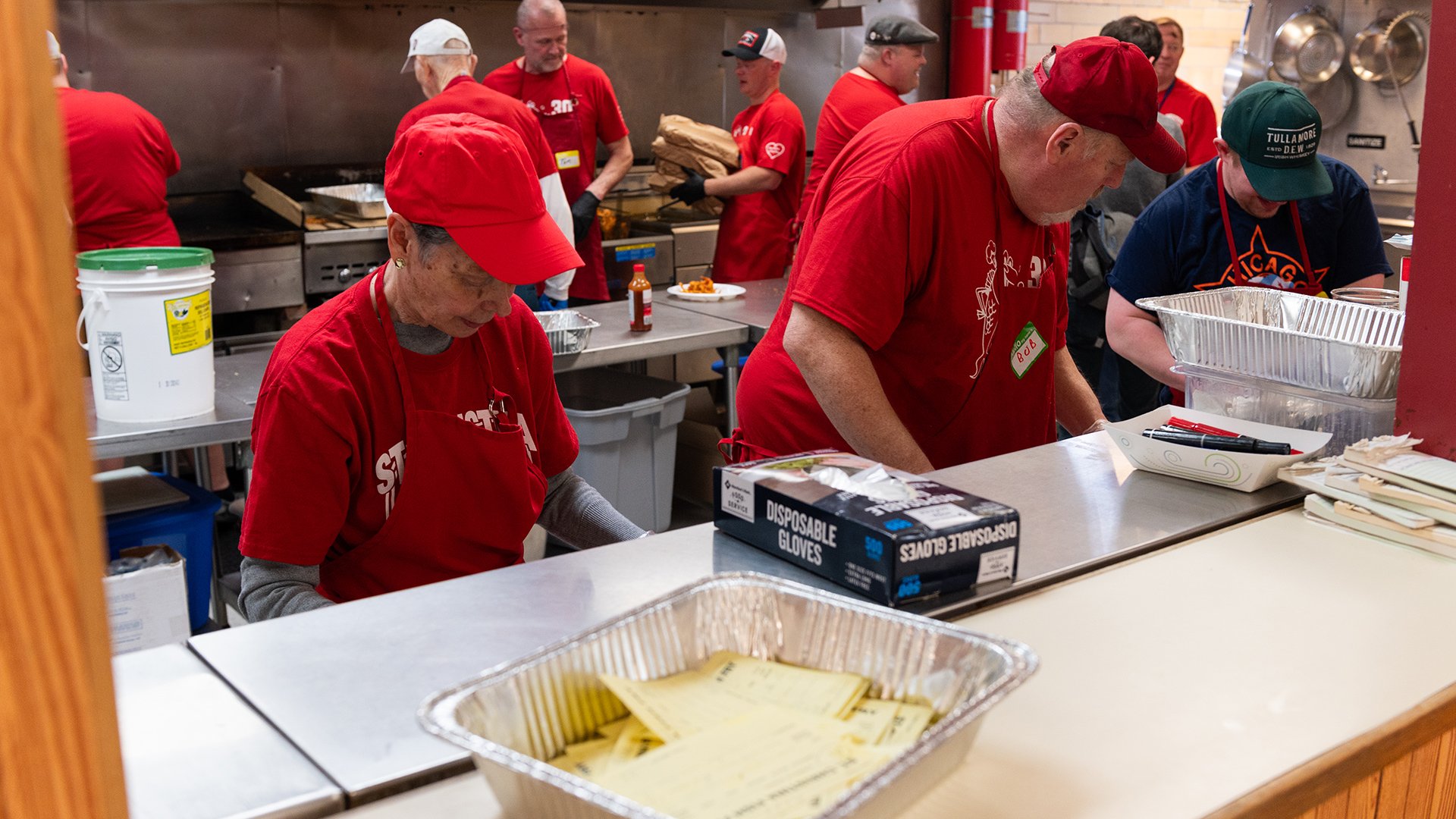 Volunteers busy in the kitchen