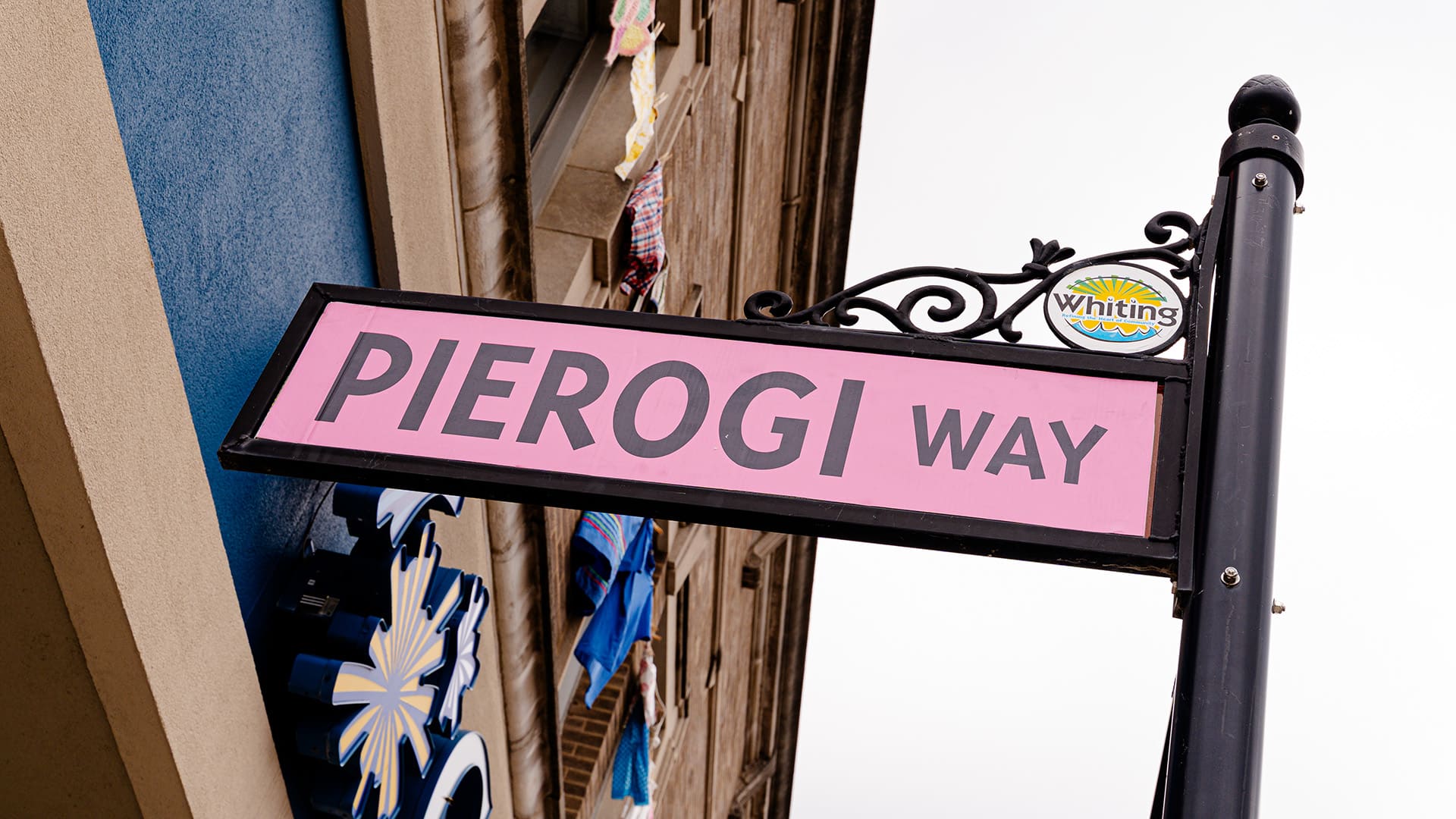 A Whiting Indiana street sign reading 'Pierogi Way'