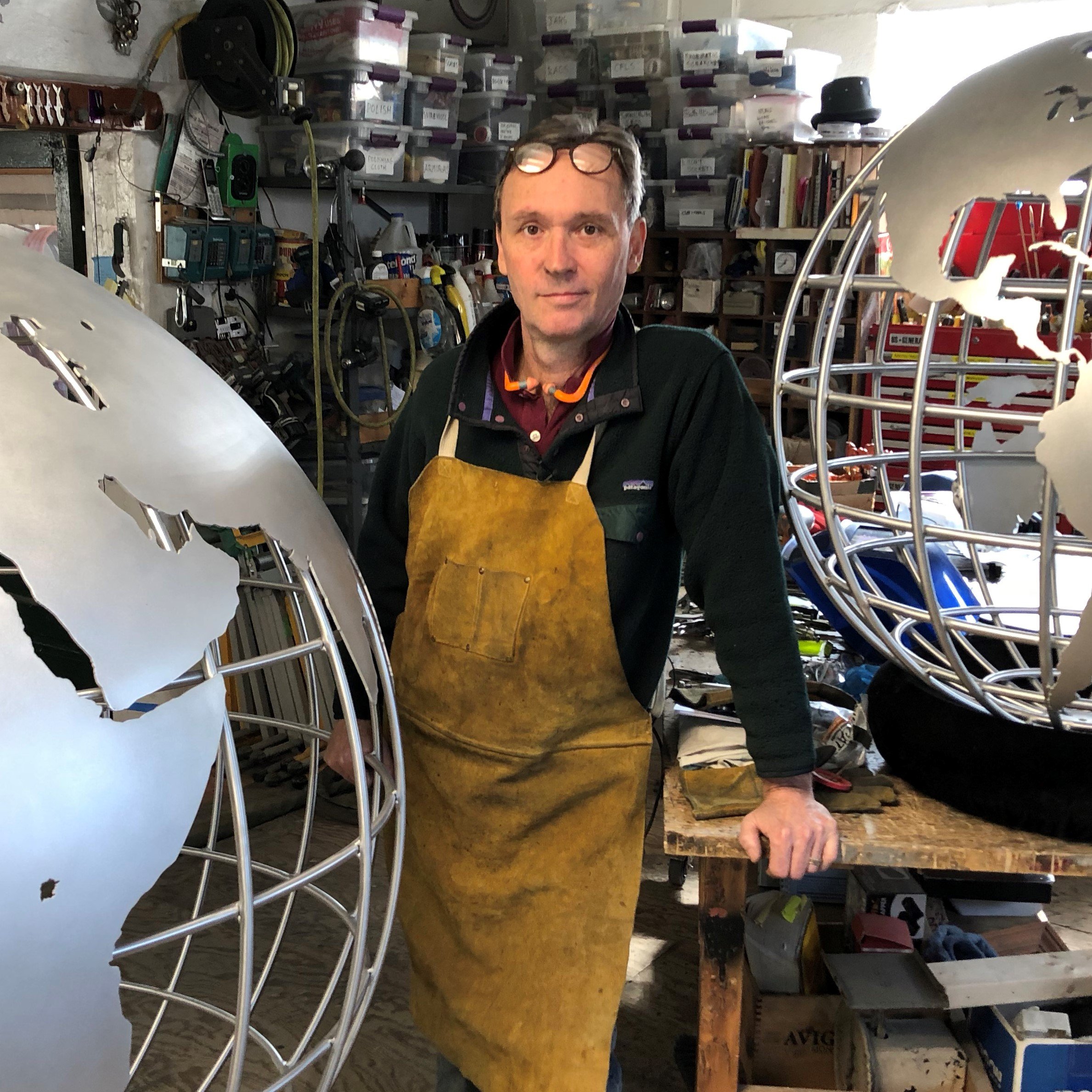 Matt Binns with globe
