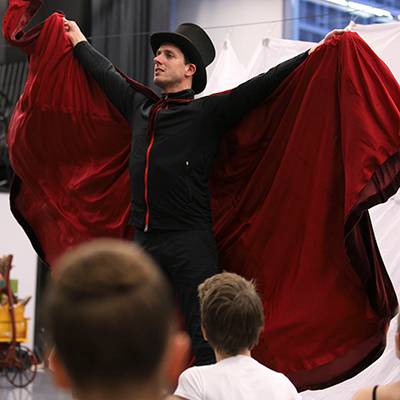 Miguel Angel Blanco in the Great Impresario costume (Photo by Todd Rosenberg)