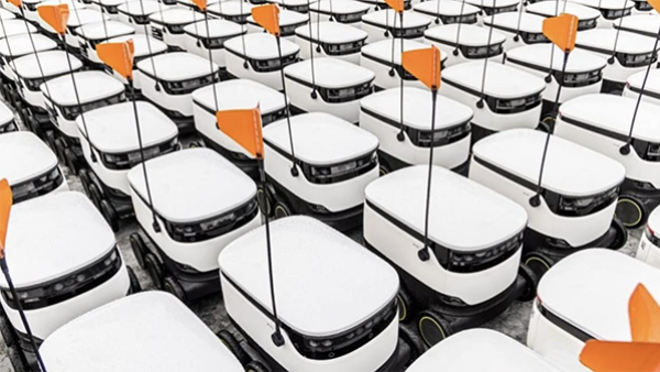 A fleet of delivery robots
