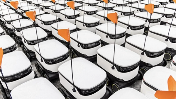 Delivery robots (Courtesy of Starship) A fleet of delivery robots
