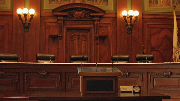 The interior of the Illinois Supreme Court chamber