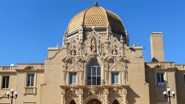 The gold dome and ornate ornament of the Garfield Park Field House