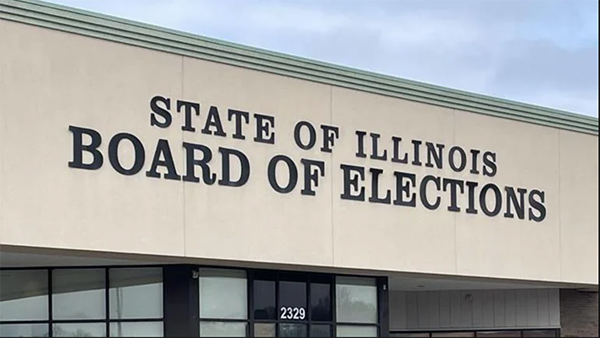 A sign reading State of Illinois Board of Elections
