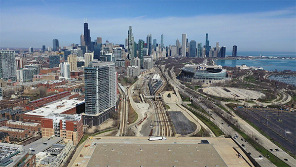 The skyline of Chicago from the south, including the lakefront and Soldier Field