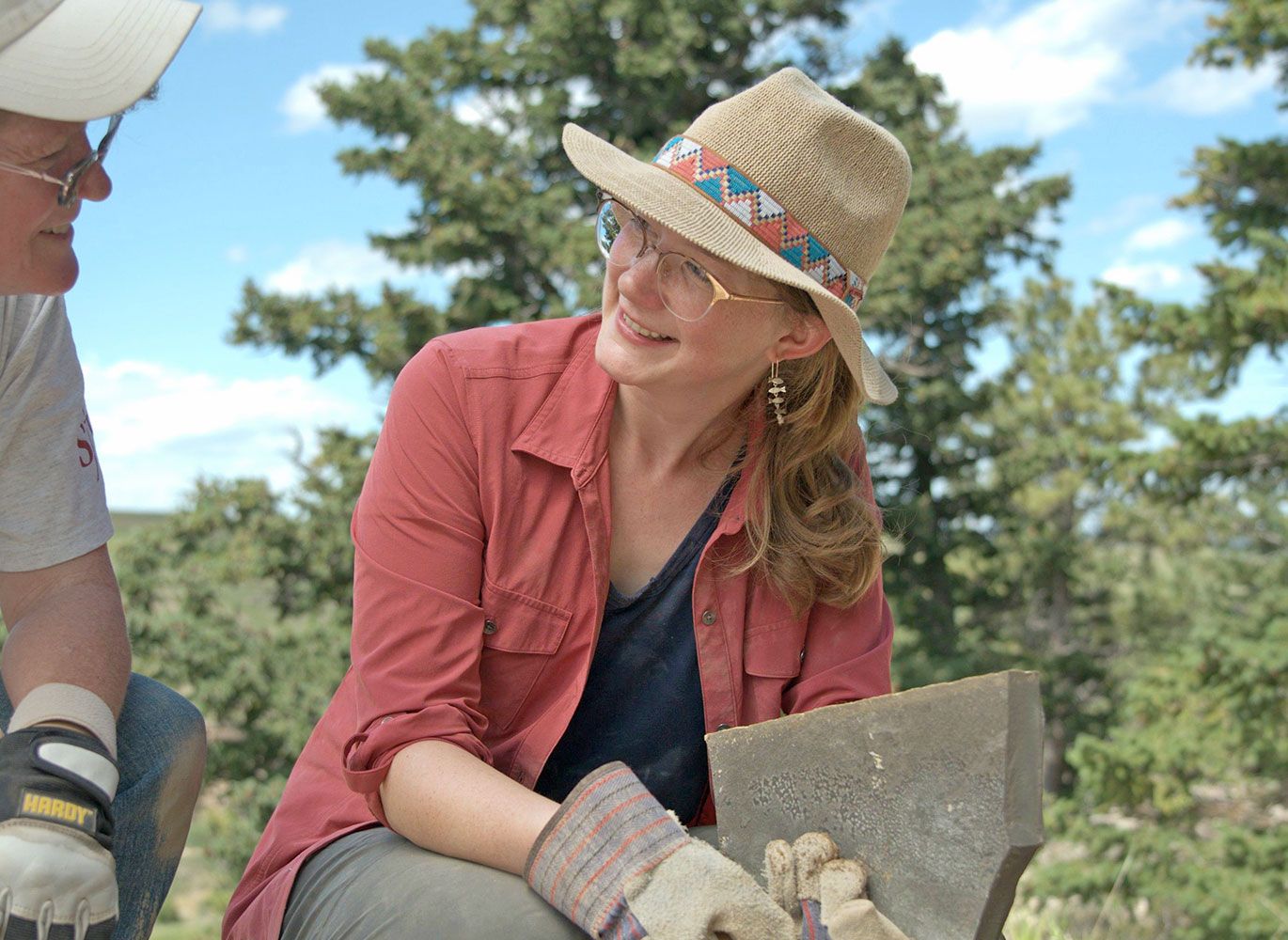 Emily Graslie works with Dr. Eileen Grogan to look for fossil fish in Montana.