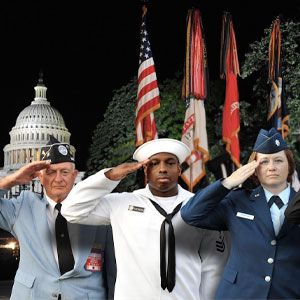 Veterans saluting.