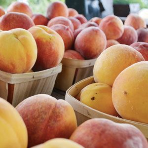 Fresh peaches for sale at the Emma Teichman Fruit Farm in Eau Claire, Michigan. Photo by Erica Gunderson