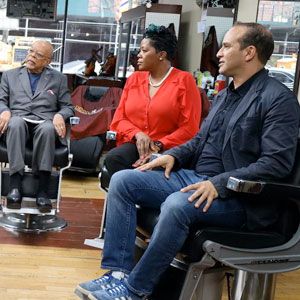 Henry Louis Gates, Jr. at a barbershop in 'Making Black America: Through the Grapevine.' Photo: McGee Media/ PBS