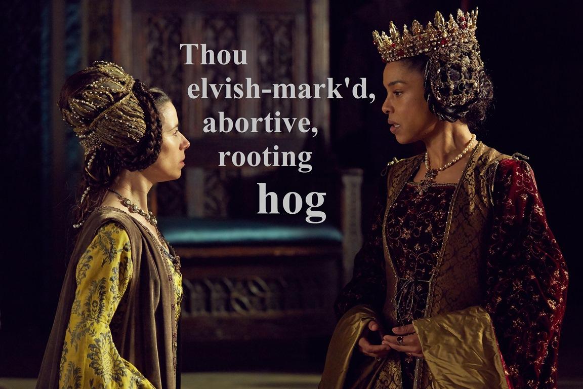 The Duchess of Gloucester (Sally Hawkins) faces off with Queen Margaret.