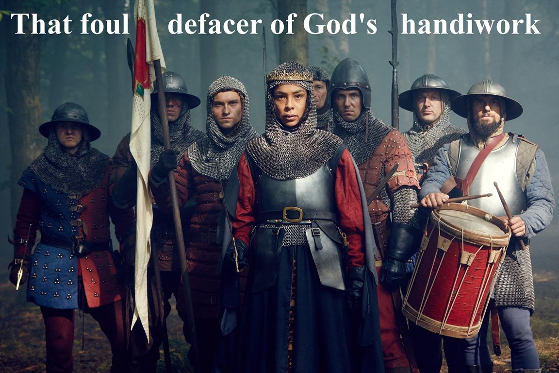 Queen Margaret (Sophie Okonedo) leads an army.