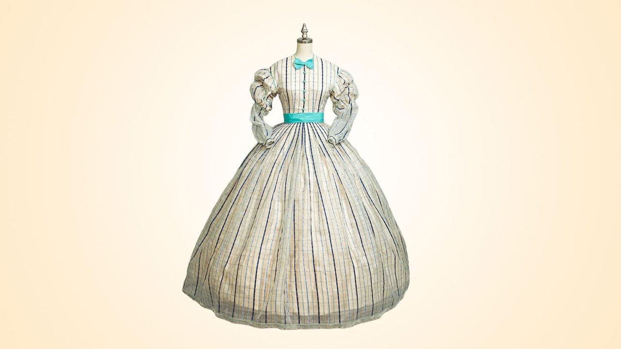 Alice Green's organza and silk hoop dress. (PBS, Sketches courtesy Amy Andrews Harrell)