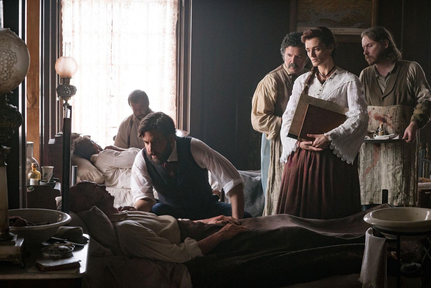 Jed and Lisette both work to help a horribly maimed soldier, while also grappling with their own relationship to each other. (Courtesy of PBS/Erik Heinila)