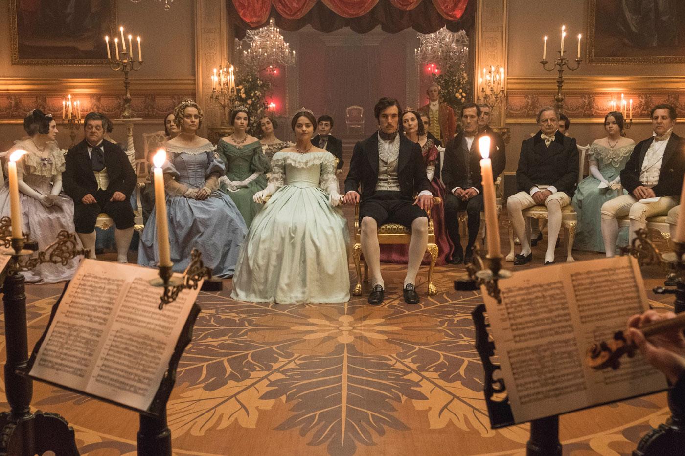 Riding a dirty train is a long way from palace concerts, but Albert and Victoria are thrilled by the new technology. (ITV Plc)