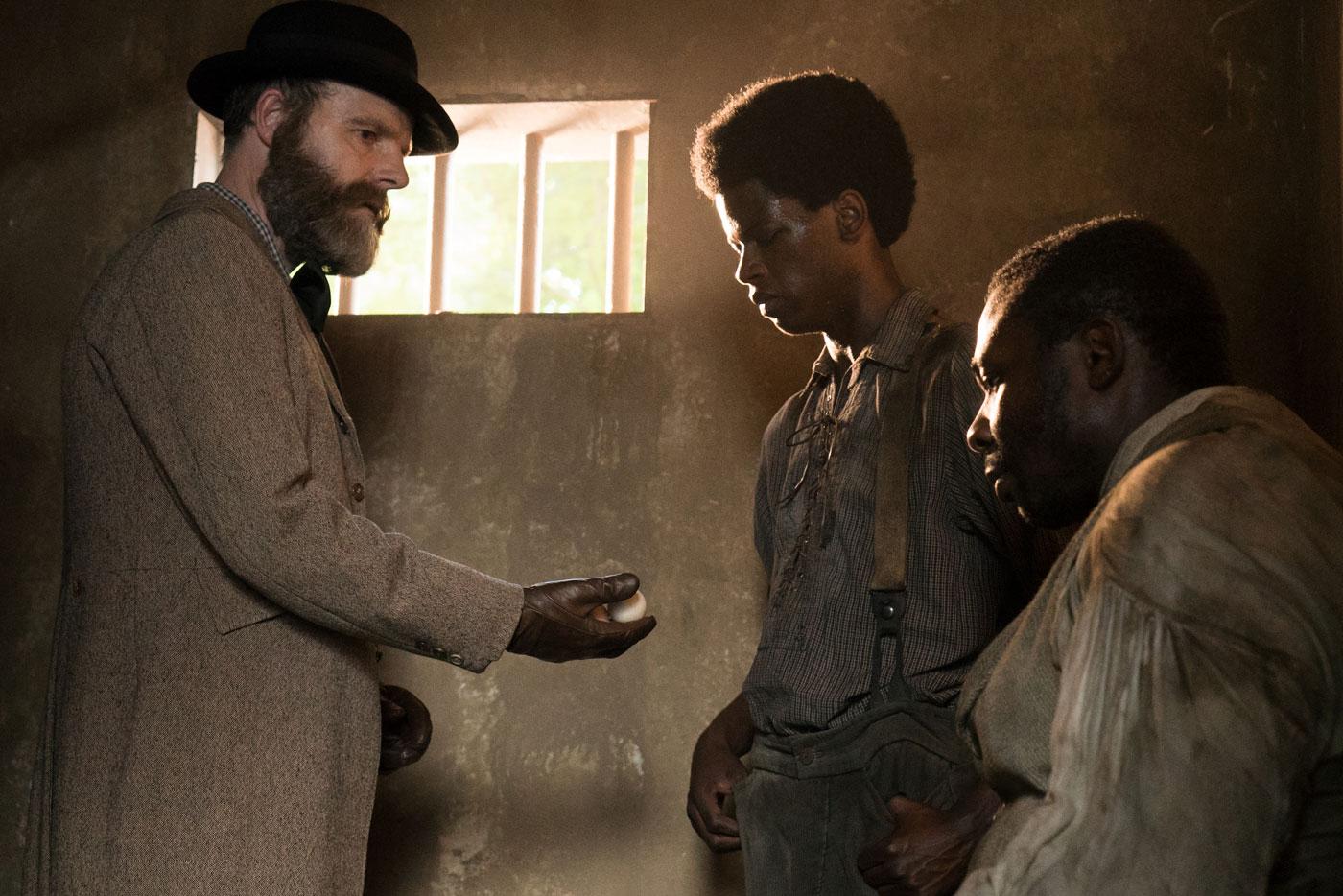 Detective Pinkerton finds the Green family laborers who saw Jimmy's stockpile of weapons. (Courtesy of PBS/Erik Heinila)