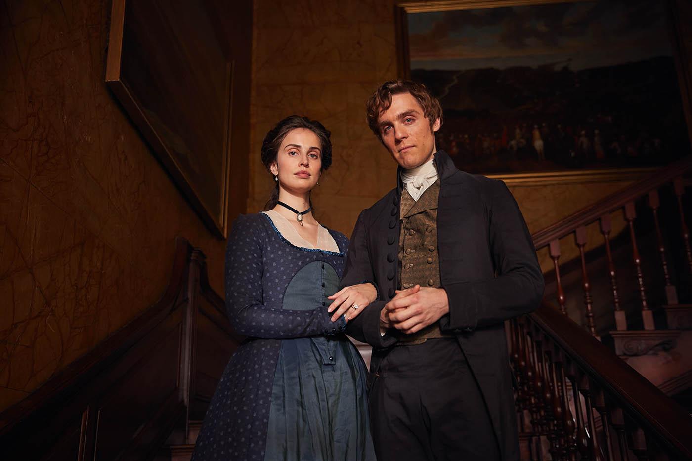 Elizabeth and George Warleggan in Poldark. Photo: Mammoth Screen for BBC and MASTERPIECE