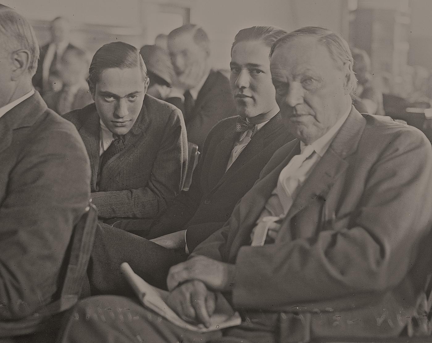 Clarence Darrow with his clients Leopold and Loeb. Photo: Chicago History Museum