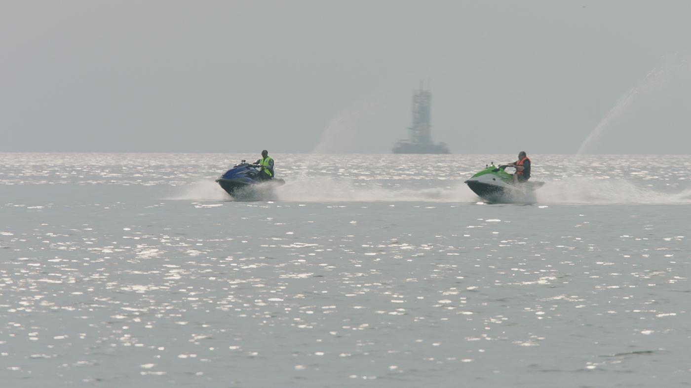 Peter Greenberg and Rwandan President Paul Kagame on Lake Kivu