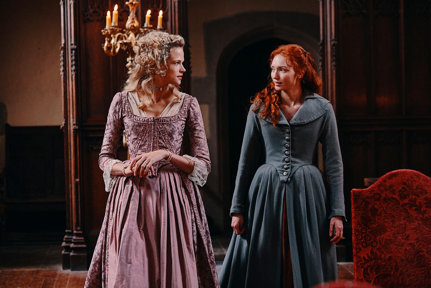 Gabriella Wilde as Caroline and Eleanor Tomlinson as Demelza in Poldark. Photo: Mammoth Screen for BBC and MASTERPIECE