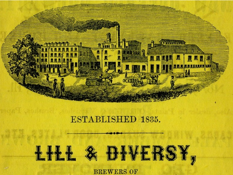 Portion of an ad for Lill and Diversy's Brewery from the 1859 Chicago Business Directory.