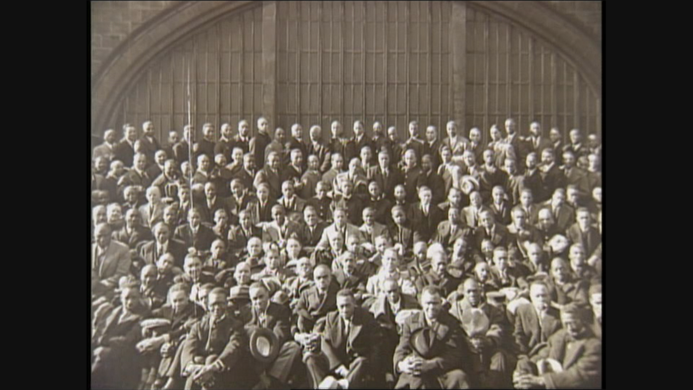 Members of the Brotherhood of Sleeping Car Porters in front of the 12th Street Station