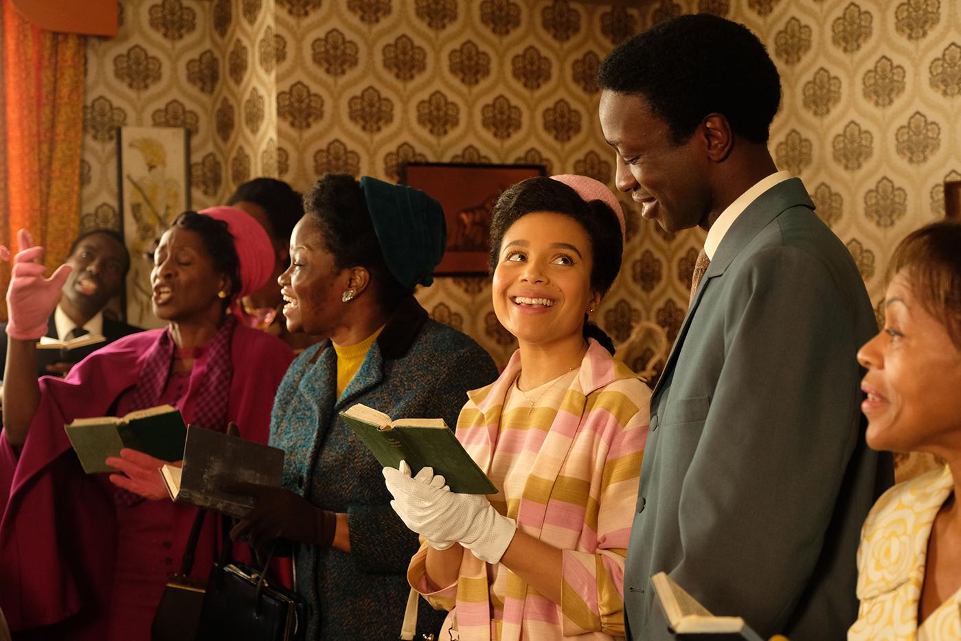 Nurse Lucille Anderson (LEONIE ELLIOTT), Cyril Robinson (ZEPHRYN TAITTE) in Call the Midwife.Photo: BBC/Neal Street Productions