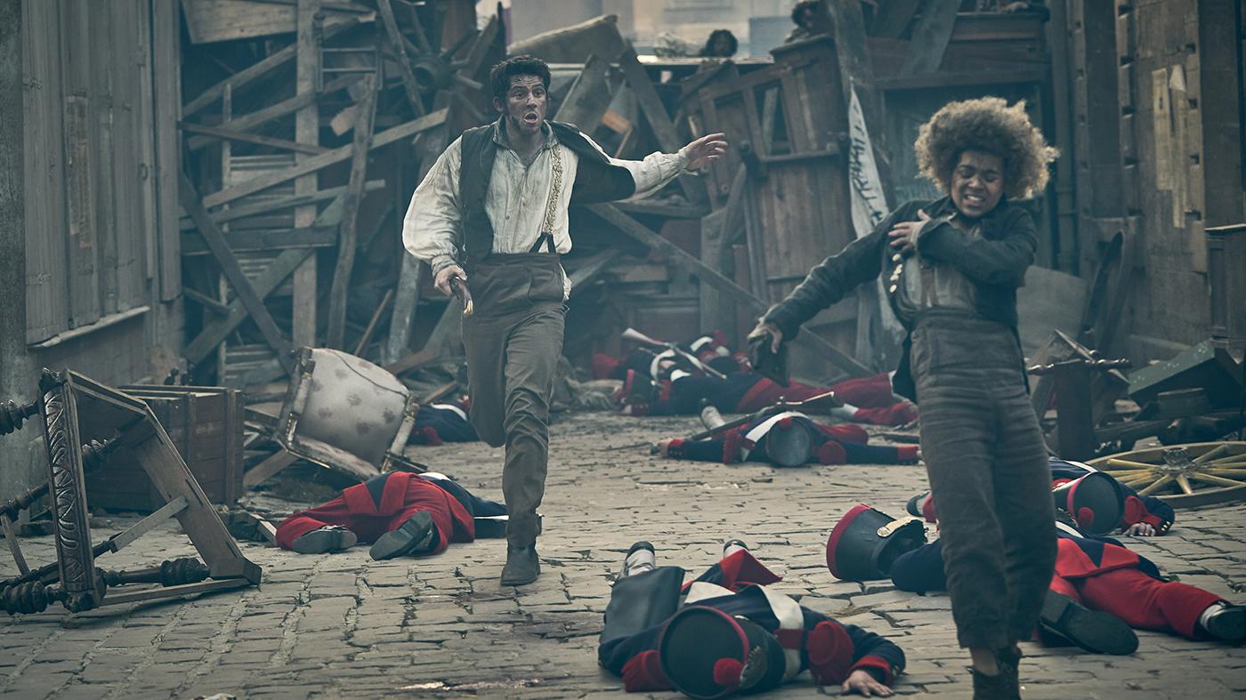 Marius (Josh O'Connor) and Gavroche (Reece Yates) in Les Miserables. Photo: Robert Viglasky / Lookout Point