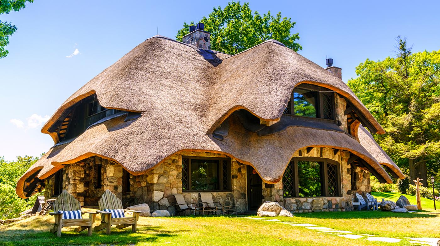 One of Earl Young's "mushroom houses" in Charlevoix, Michigan