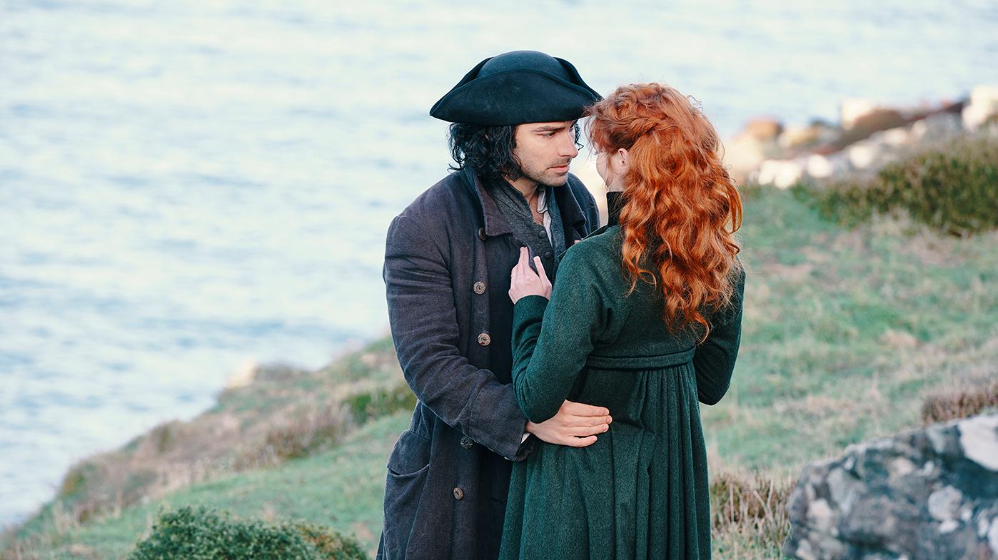 Aidan Turner as Ross and Eleanor Tomlinson as Demelza in season 5 of Poldark. Photo: Mammoth Screen