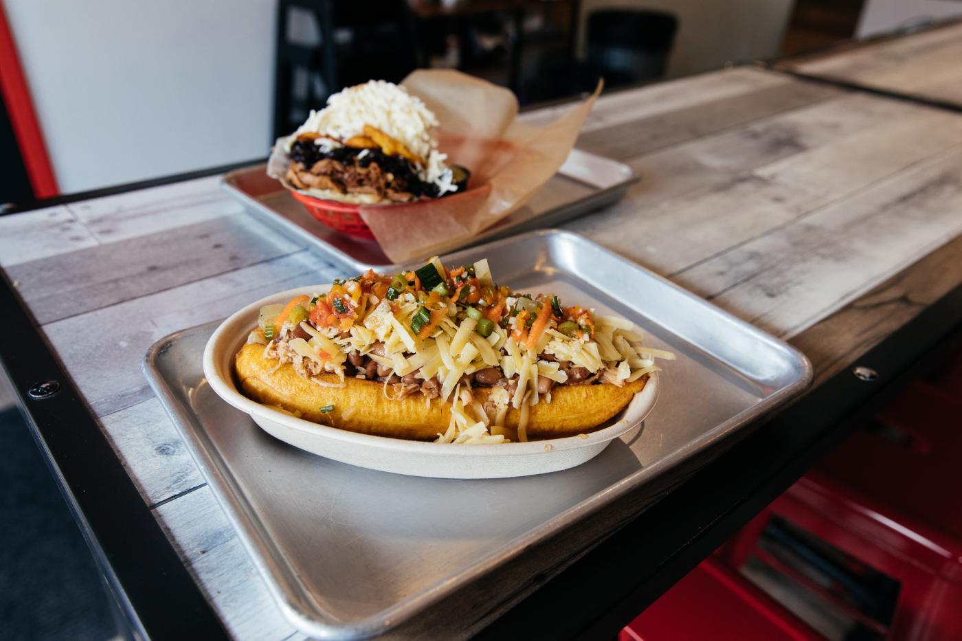 A stuffed plantain at Sweet Pepper Venezuelan Food Bar. Photo: Sandy Noto for WTTW