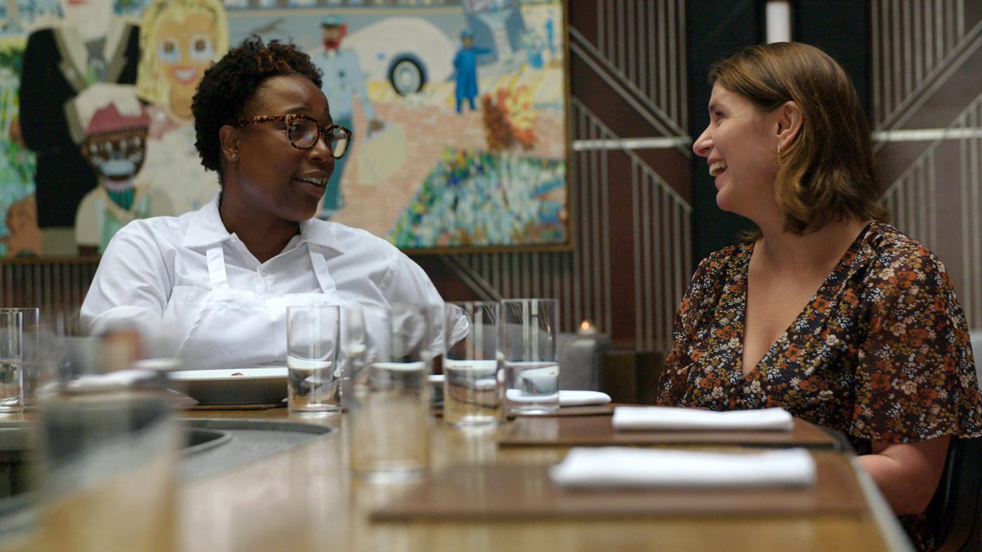 Chef Mashama Bailey at her restaurant The Grey in Savannah with Chef Vivian Howard. Photo: Josh Woll/Markay Media