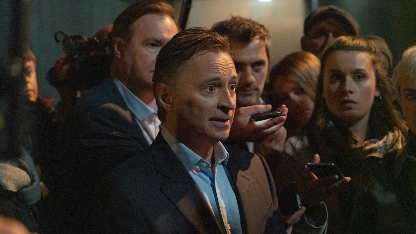 Robert with the press in 'COBRA.' Photo: Sky UK Limited