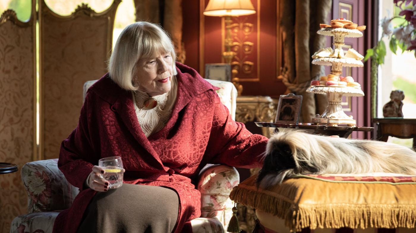 Dame Diana Rigg as Mrs. Pumphrey, with her dog Tricki Woo. Photo: Playground Television UK Ltd & all3media international