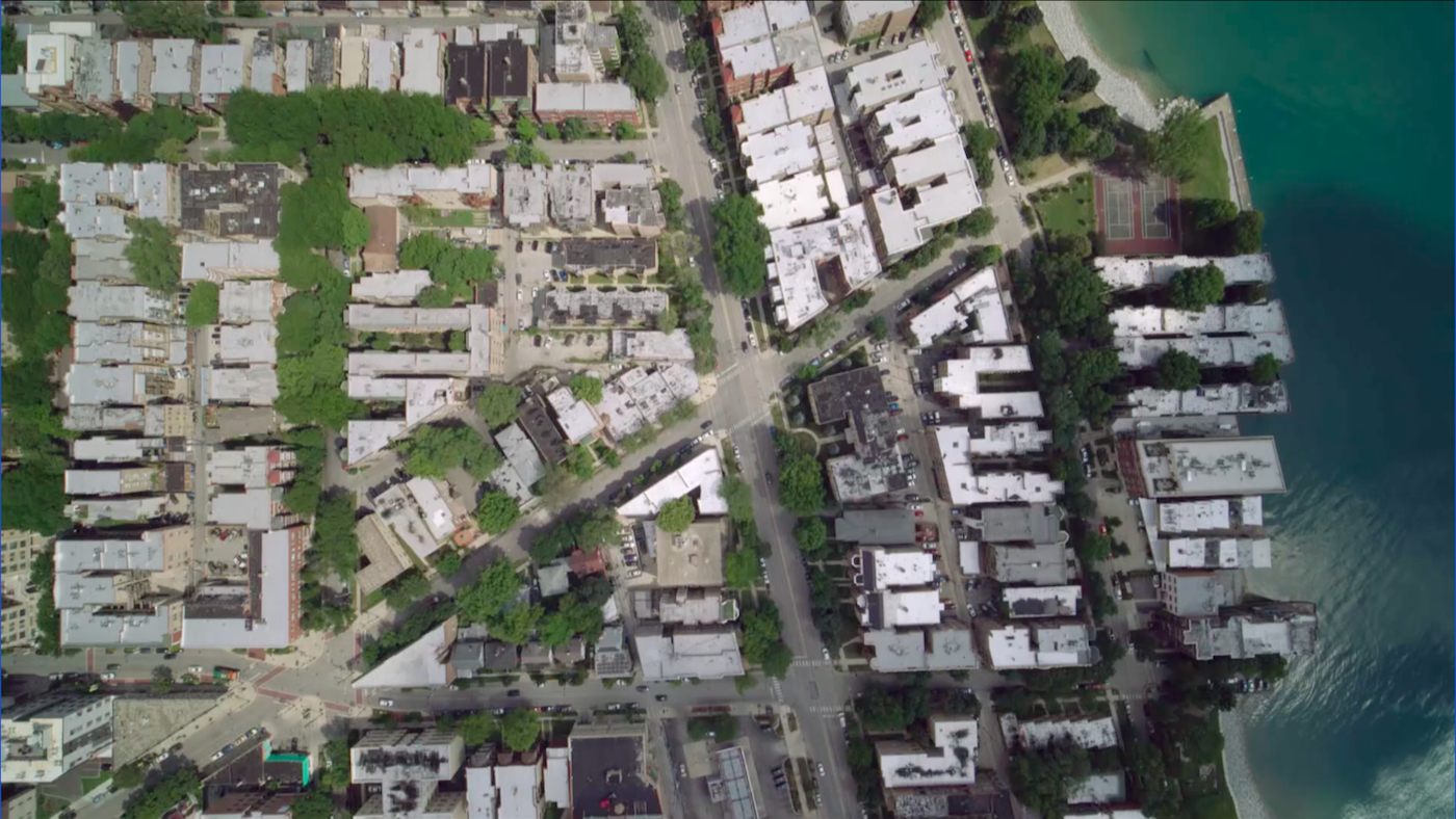 Rogers Avenue on Chicago's North Side from the air