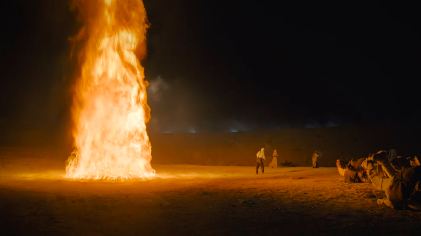 A petroleum fire in Around the World in 80 Days. Image: Masterpiece
