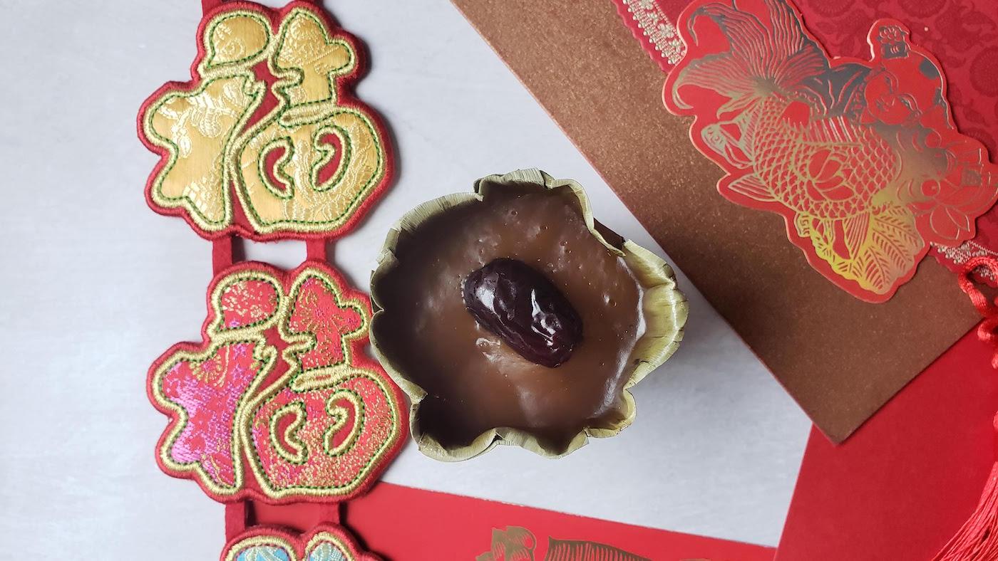Jaye Fong's Nin Gou or New Year's Cake in a banana leaf. Photo: Courtesy Jaye Fong