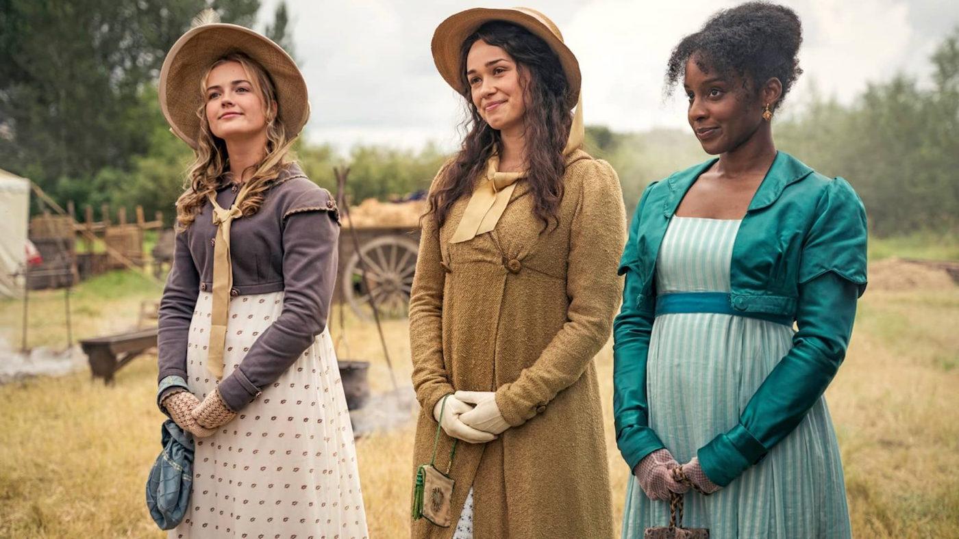 Alison, Charlotte, and Georgiana in season 2 of Sanditon. Photo: Masterpiece